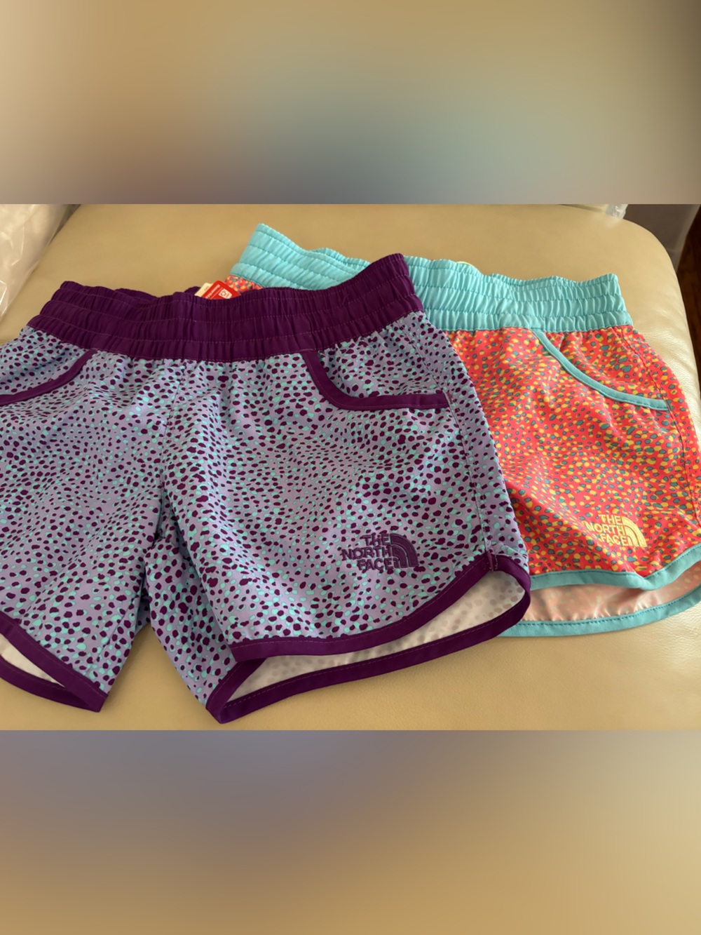 ✨New✨The North Face Purple & Aqua Dotted Athletic Shorts Duo Sz 7/8 (s)